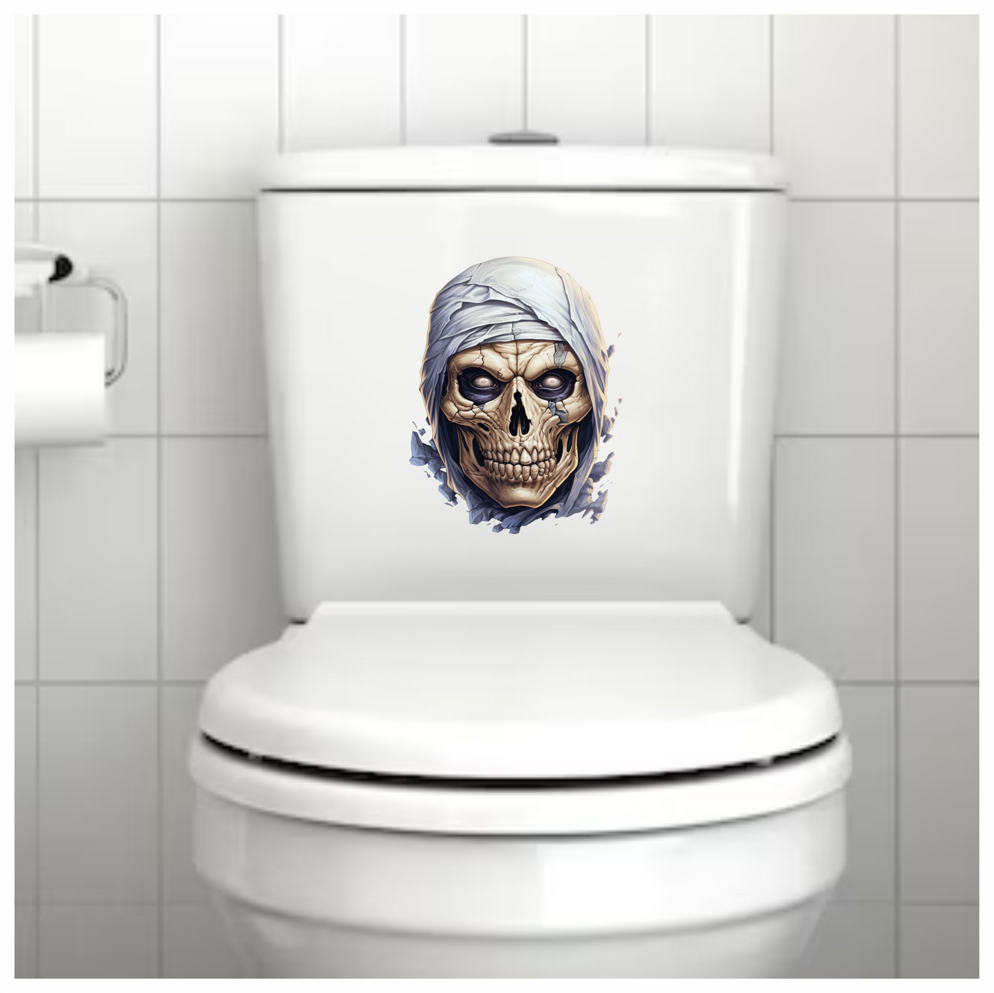 Skull White Eyes Cracked Creepy Mummy Vinyl Sticker Decal