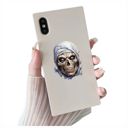Skull White Eyes Cracked Creepy Mummy Vinyl Sticker Decal
