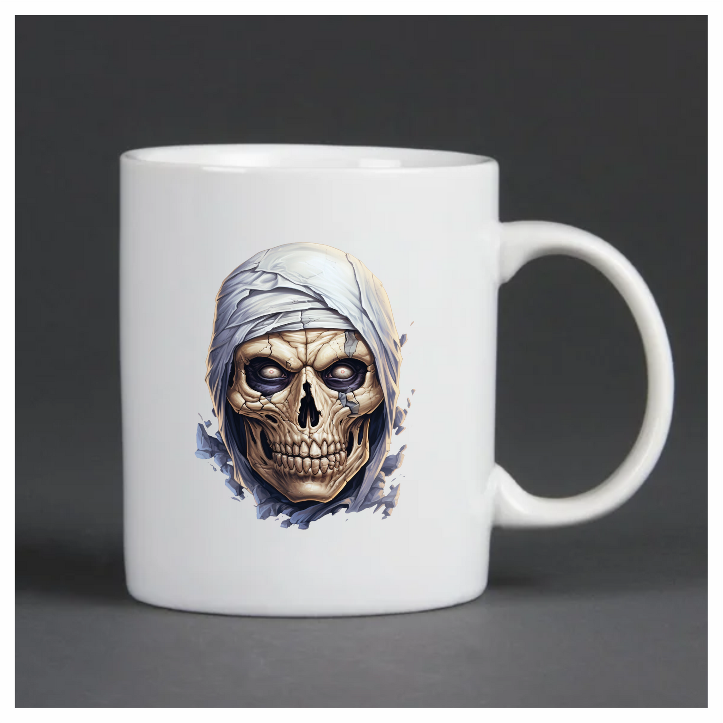 Skull White Eyes Cracked Creepy Mummy Vinyl Sticker Decal