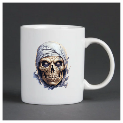 Skull White Eyes Cracked Creepy Mummy Vinyl Sticker Decal