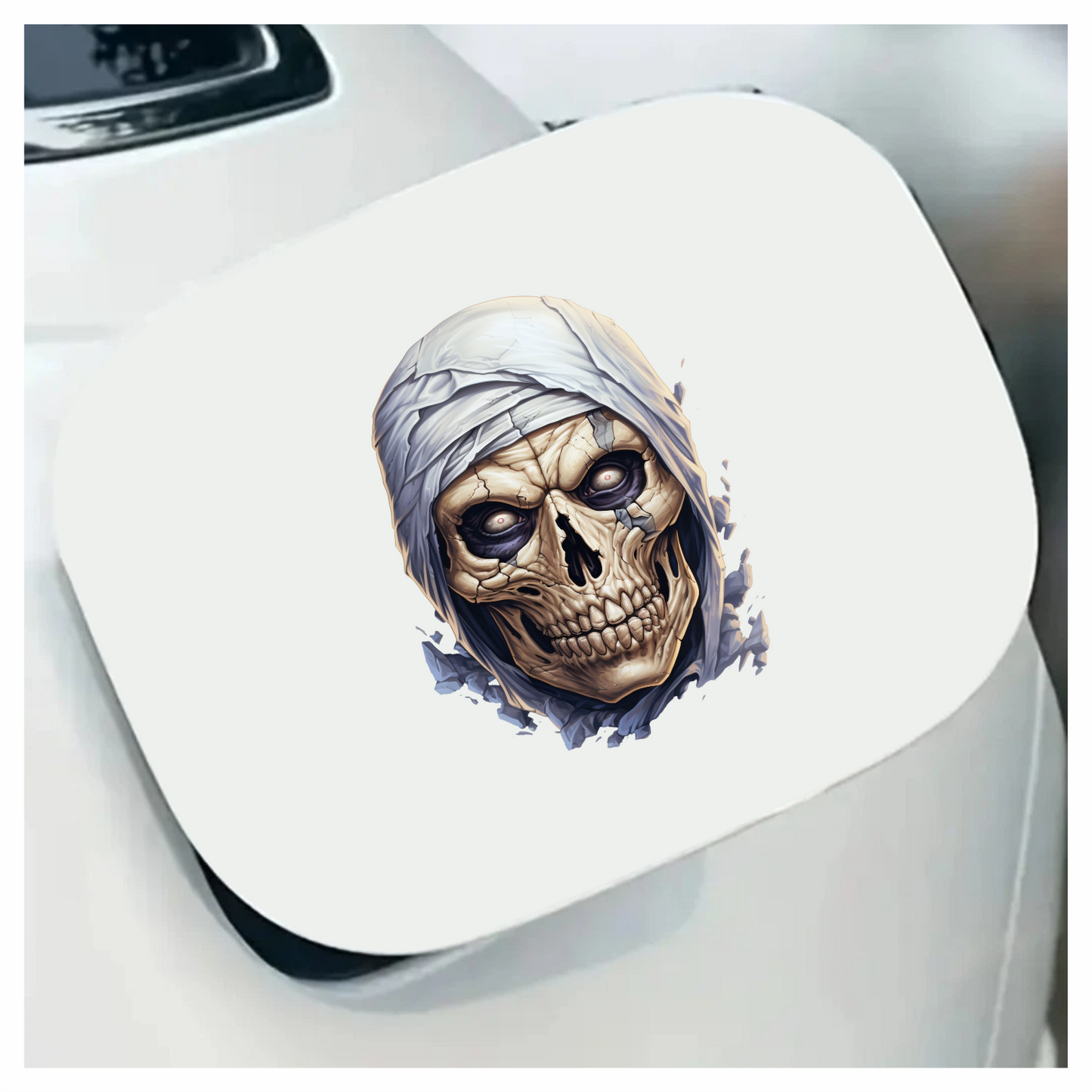 Skull White Eyes Cracked Creepy Mummy Vinyl Sticker Decal