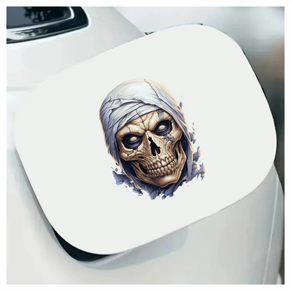 Skull White Eyes Cracked Creepy Mummy Vinyl Sticker Decal