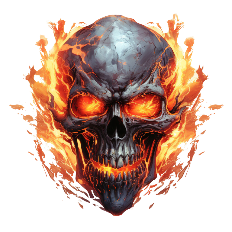 Skull Fire Orange Flames Dark Vinyl Sticker Decal
