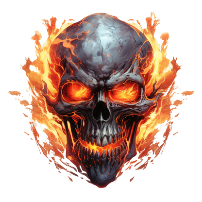 Skull Fire Orange Flames Dark Vinyl Sticker Decal
