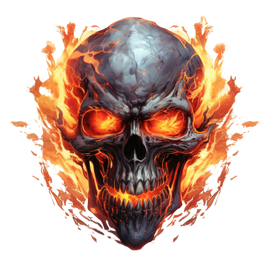 Skull Fire Orange Flames Dark Vinyl Sticker Decal