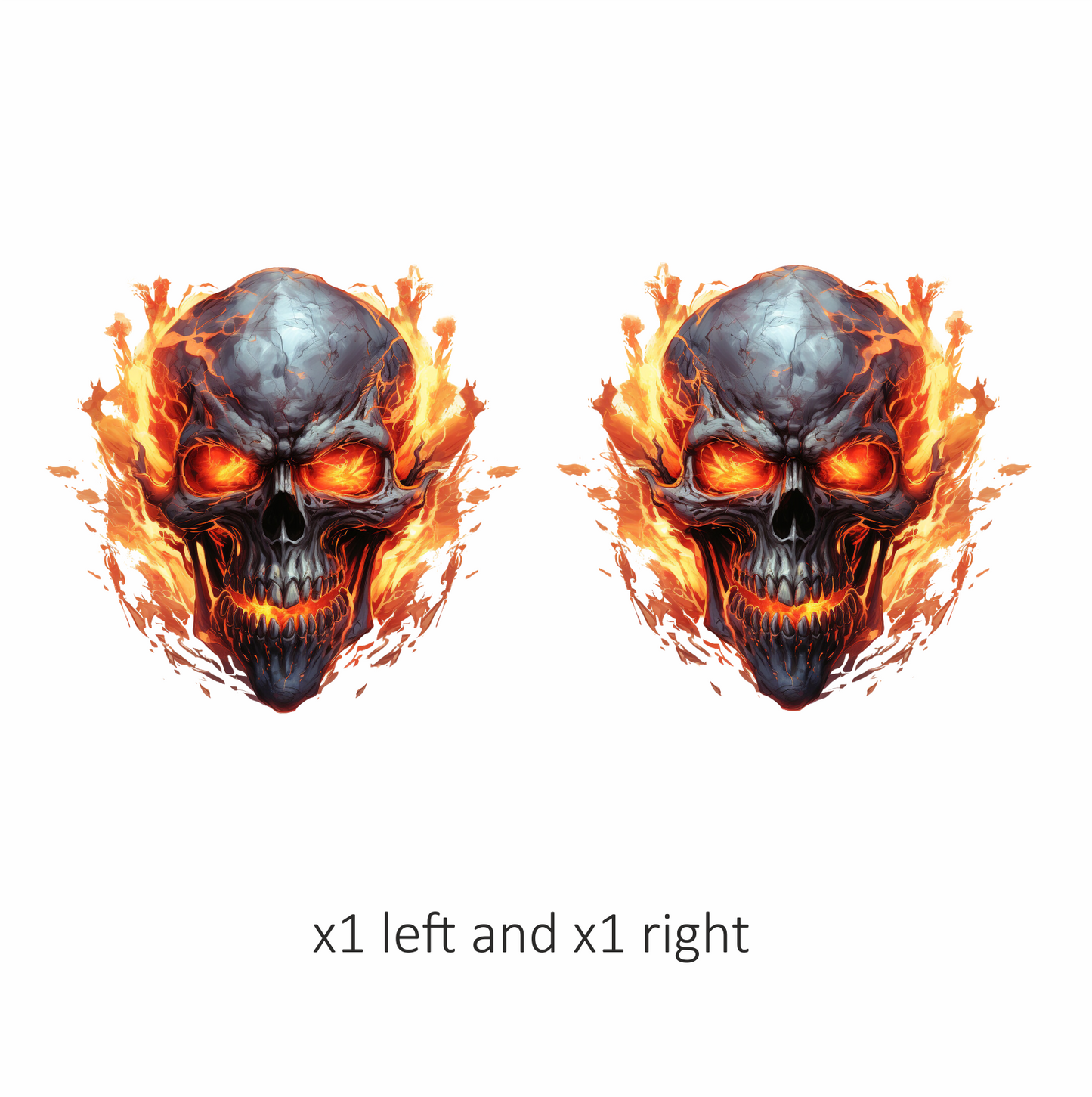 Skull Fire Orange Flames Dark Vinyl Sticker Decal