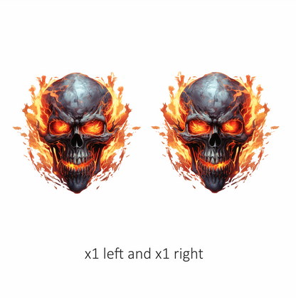 Skull Fire Orange Flames Dark Vinyl Sticker Decal