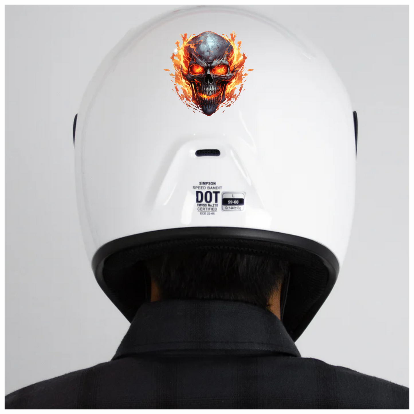 Skull Fire Orange Flames Dark Vinyl Sticker Decal