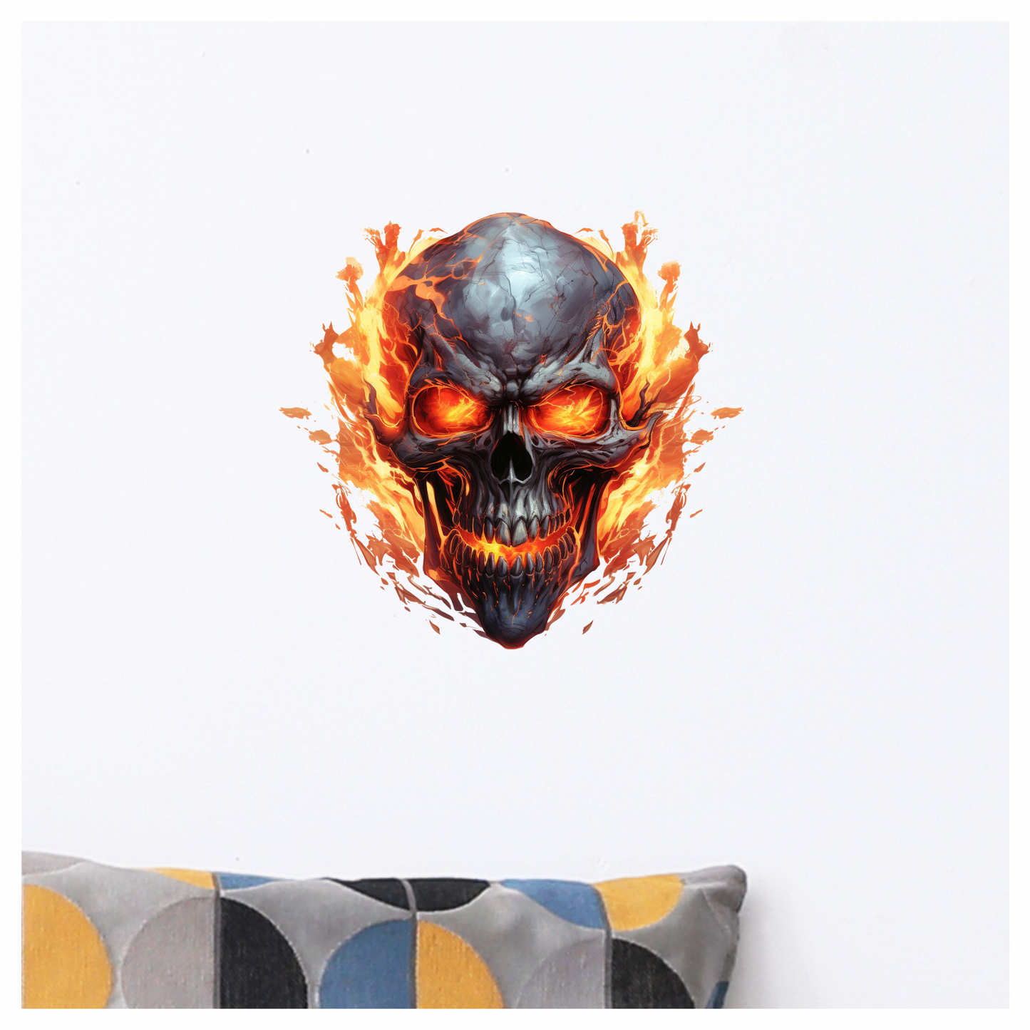 Skull Fire Orange Flames Dark Vinyl Sticker Decal