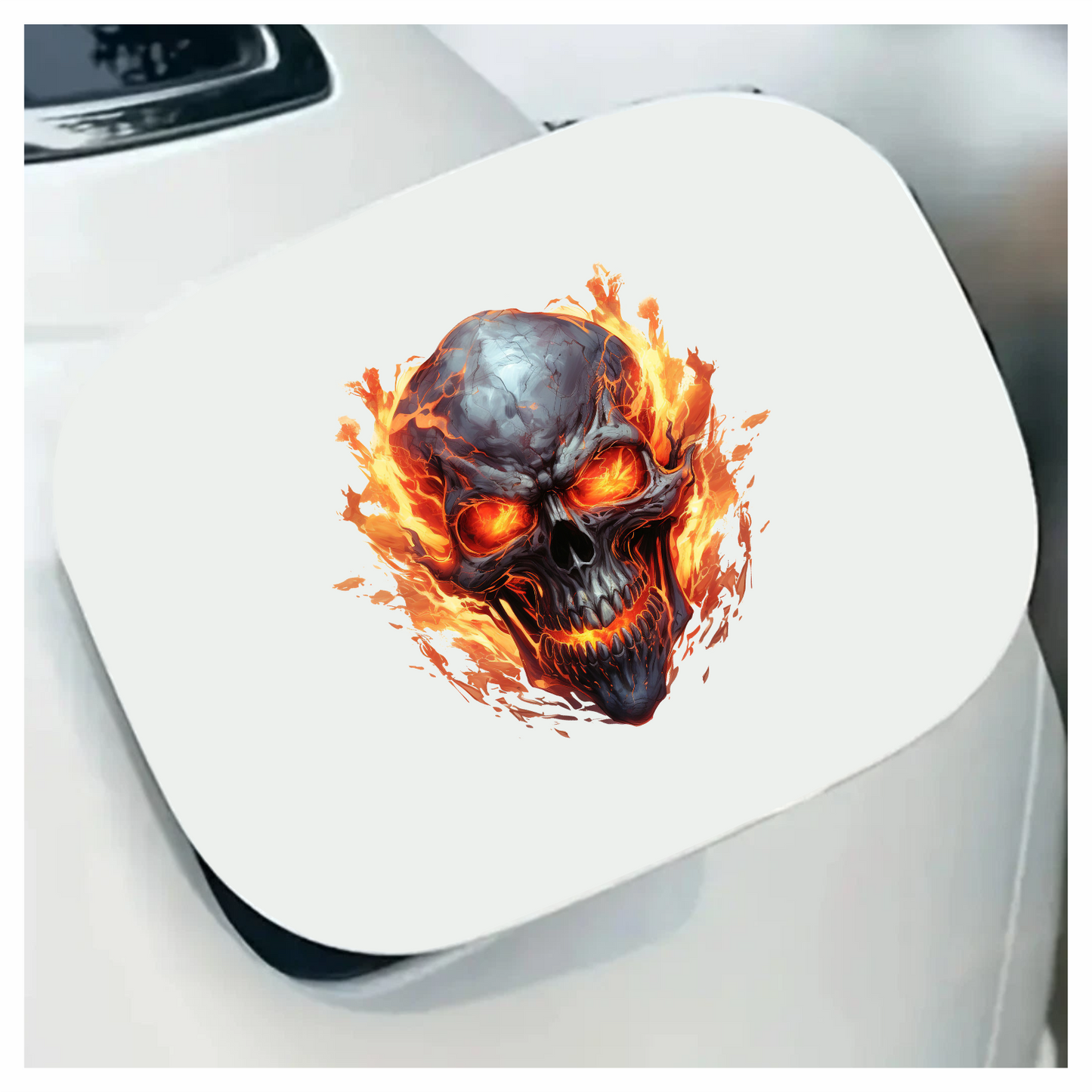 Skull Fire Orange Flames Dark Vinyl Sticker Decal