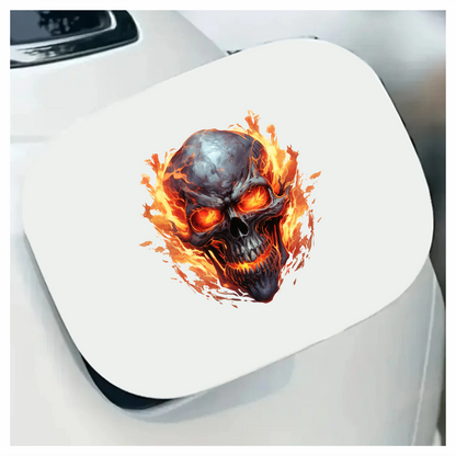 Skull Fire Orange Flames Dark Vinyl Sticker Decal