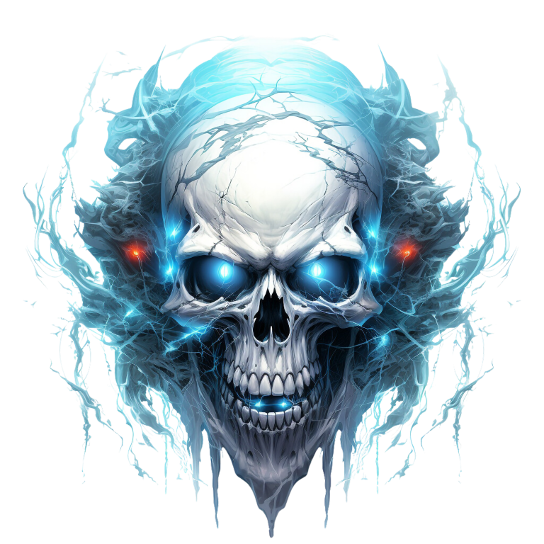 Skull Blue Electricity Dark Eyes Vinyl Sticker Decal