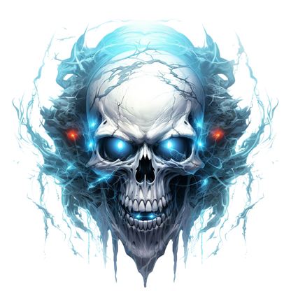 Skull Blue Electricity Dark Eyes Vinyl Sticker Decal