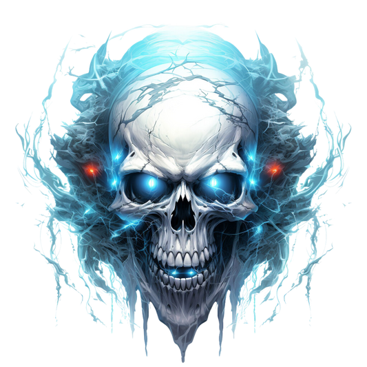 Skull Blue Electricity Dark Eyes Vinyl Sticker Decal
