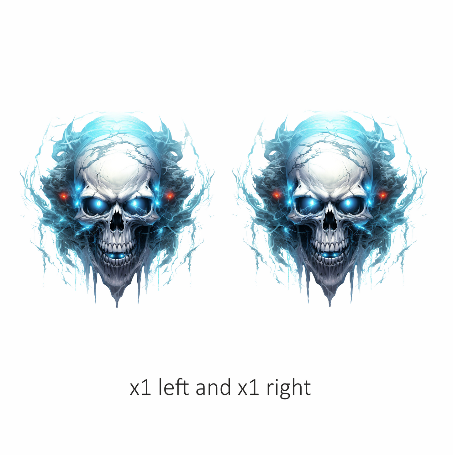 Skull Blue Electricity Dark Eyes Vinyl Sticker Decal
