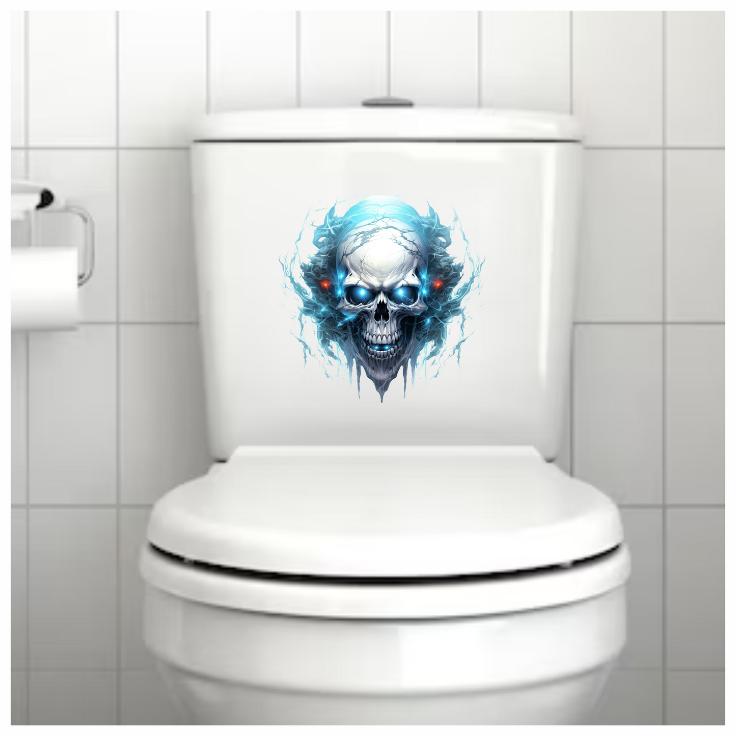 Skull Blue Electricity Dark Eyes Vinyl Sticker Decal