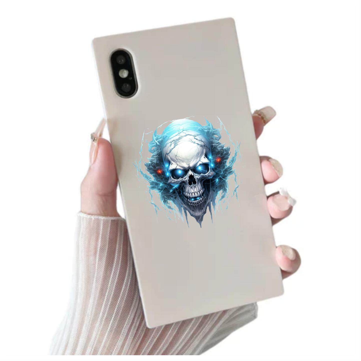 Skull Blue Electricity Dark Eyes Vinyl Sticker Decal