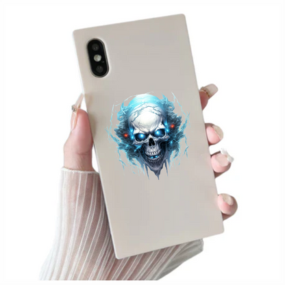 Skull Blue Electricity Dark Eyes Vinyl Sticker Decal