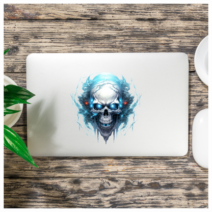 Skull Blue Electricity Dark Eyes Vinyl Sticker Decal