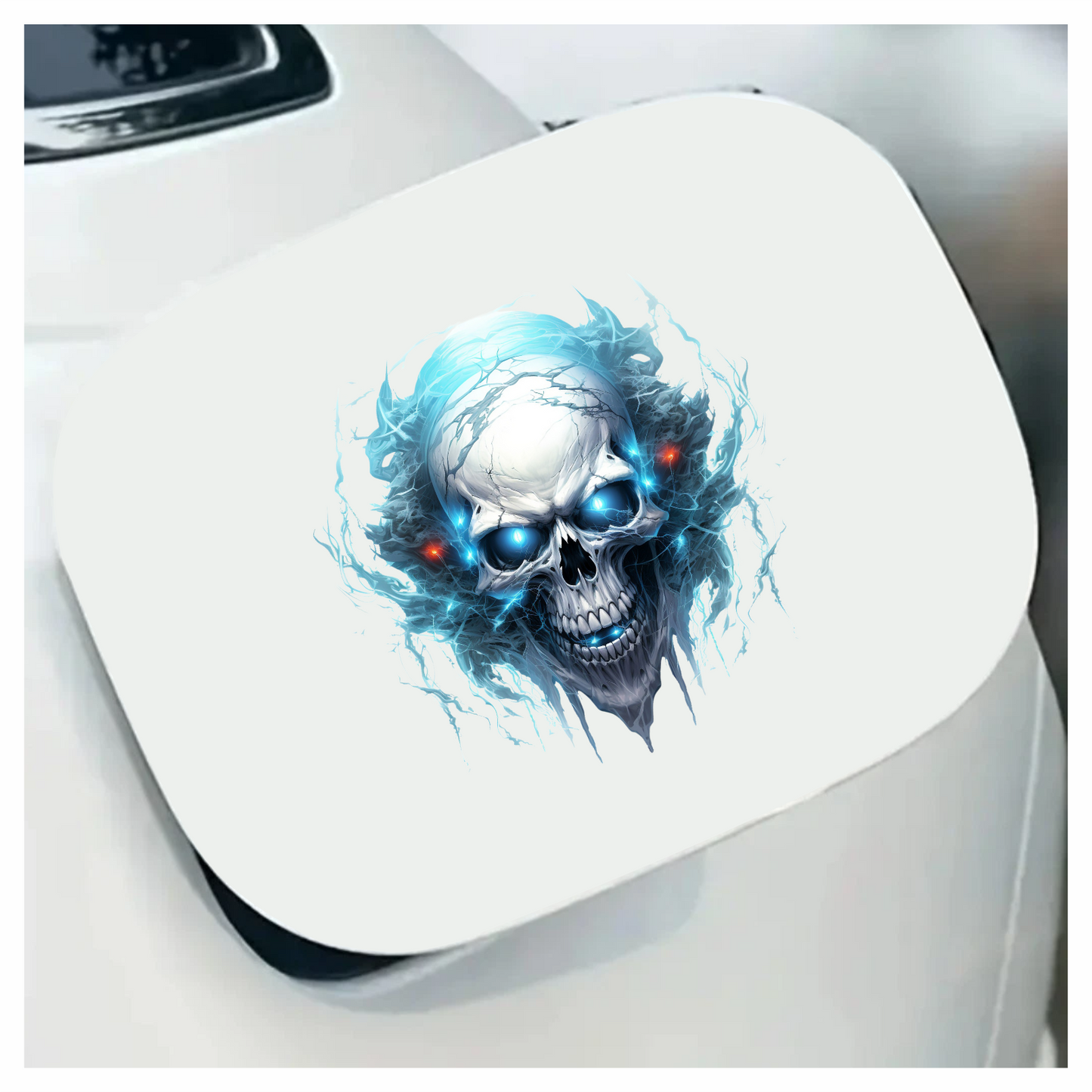 Skull Blue Electricity Dark Eyes Vinyl Sticker Decal