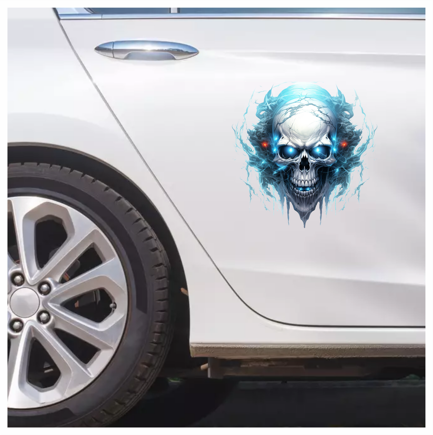 Skull Blue Electricity Dark Eyes Vinyl Sticker Decal