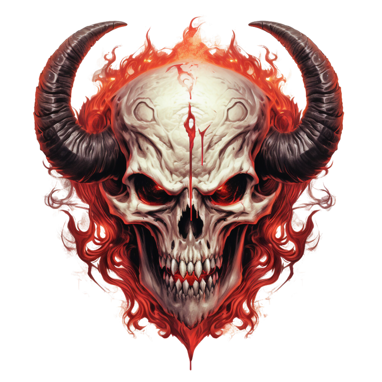 Skull Red Horns Flames Demon Vinyl Sticker Decal
