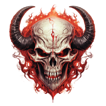 Skull Red Horns Flames Demon Vinyl Sticker Decal