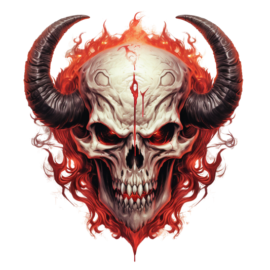 Skull Red Horns Flames Demon Vinyl Sticker Decal