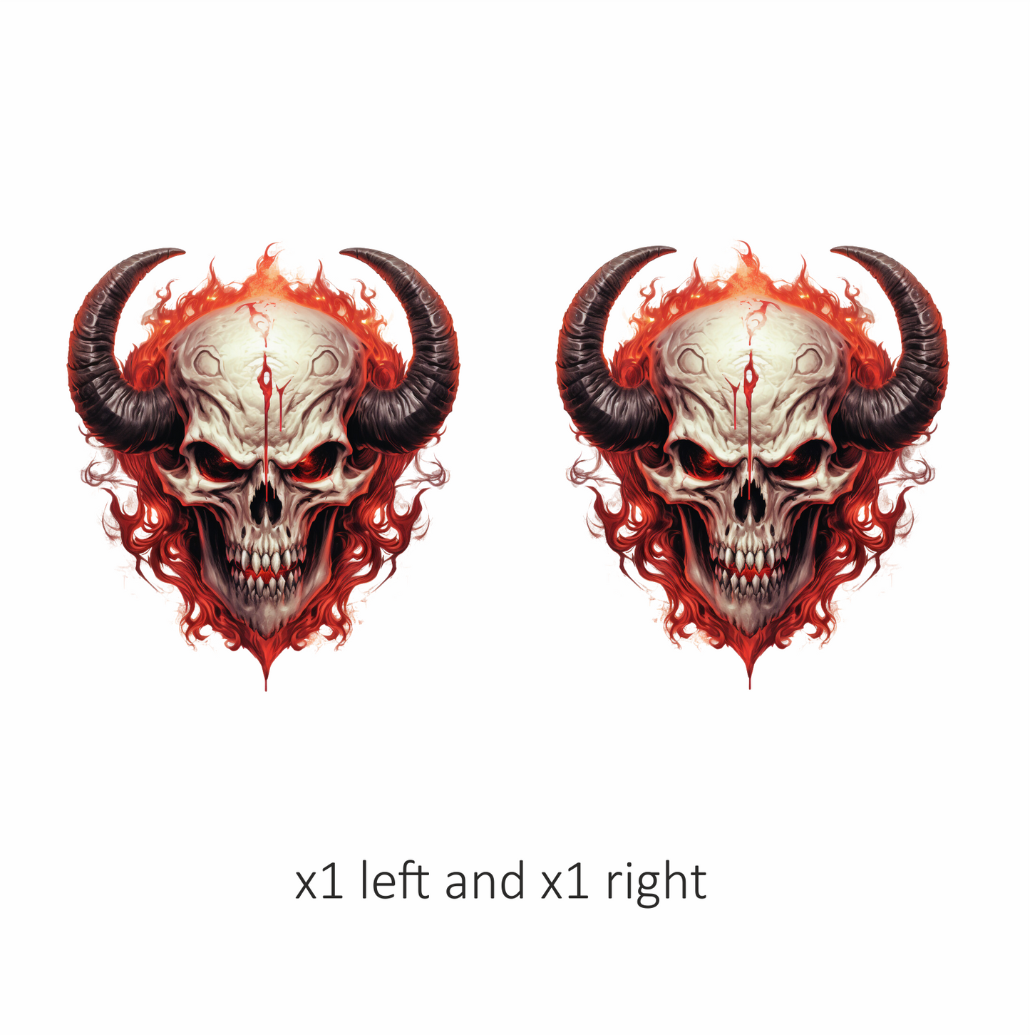Skull Red Horns Flames Demon Vinyl Sticker Decal