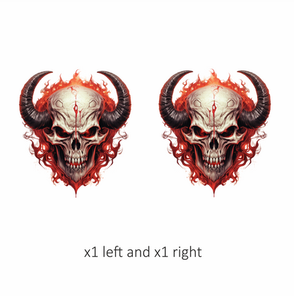 Skull Red Horns Flames Demon Vinyl Sticker Decal