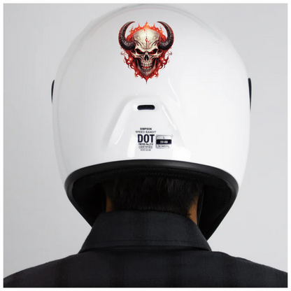 Skull Red Horns Flames Demon Vinyl Sticker Decal