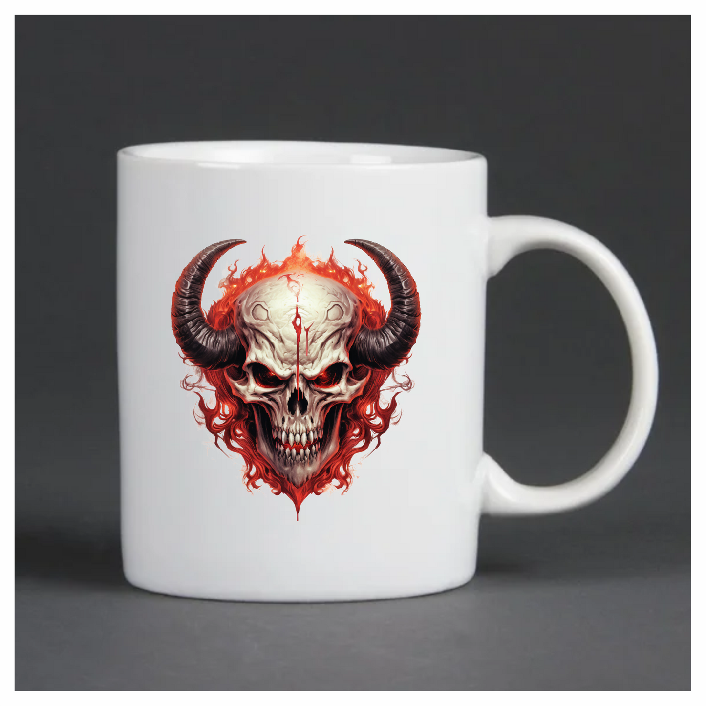Skull Red Horns Flames Demon Vinyl Sticker Decal