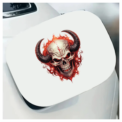 Skull Red Horns Flames Demon Vinyl Sticker Decal