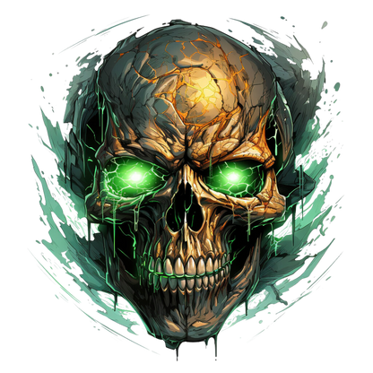 Skull Green Eyes Cracked Glowing Vinyl Sticker Decal