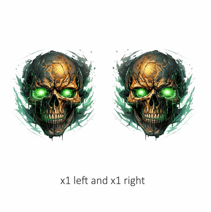 Skull Green Eyes Cracked Glowing Vinyl Sticker Decal