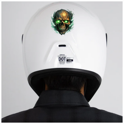 Skull Green Eyes Cracked Glowing Vinyl Sticker Decal