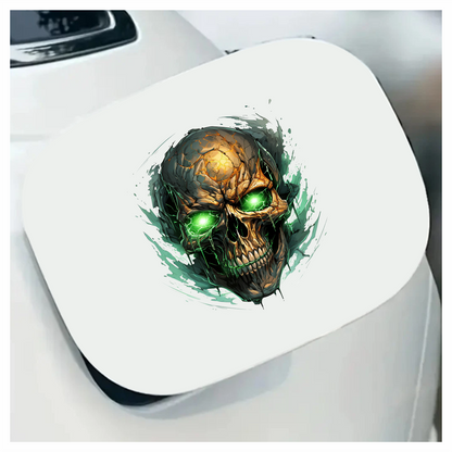 Skull Green Eyes Cracked Glowing Vinyl Sticker Decal