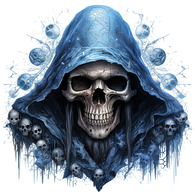 Skull Blue Hood Death Ice Vinyl Sticker Decal