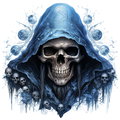 Skull Blue Hood Death Ice Vinyl Sticker Decal