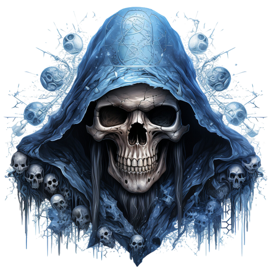 Skull Blue Hood Death Ice Vinyl Sticker Decal