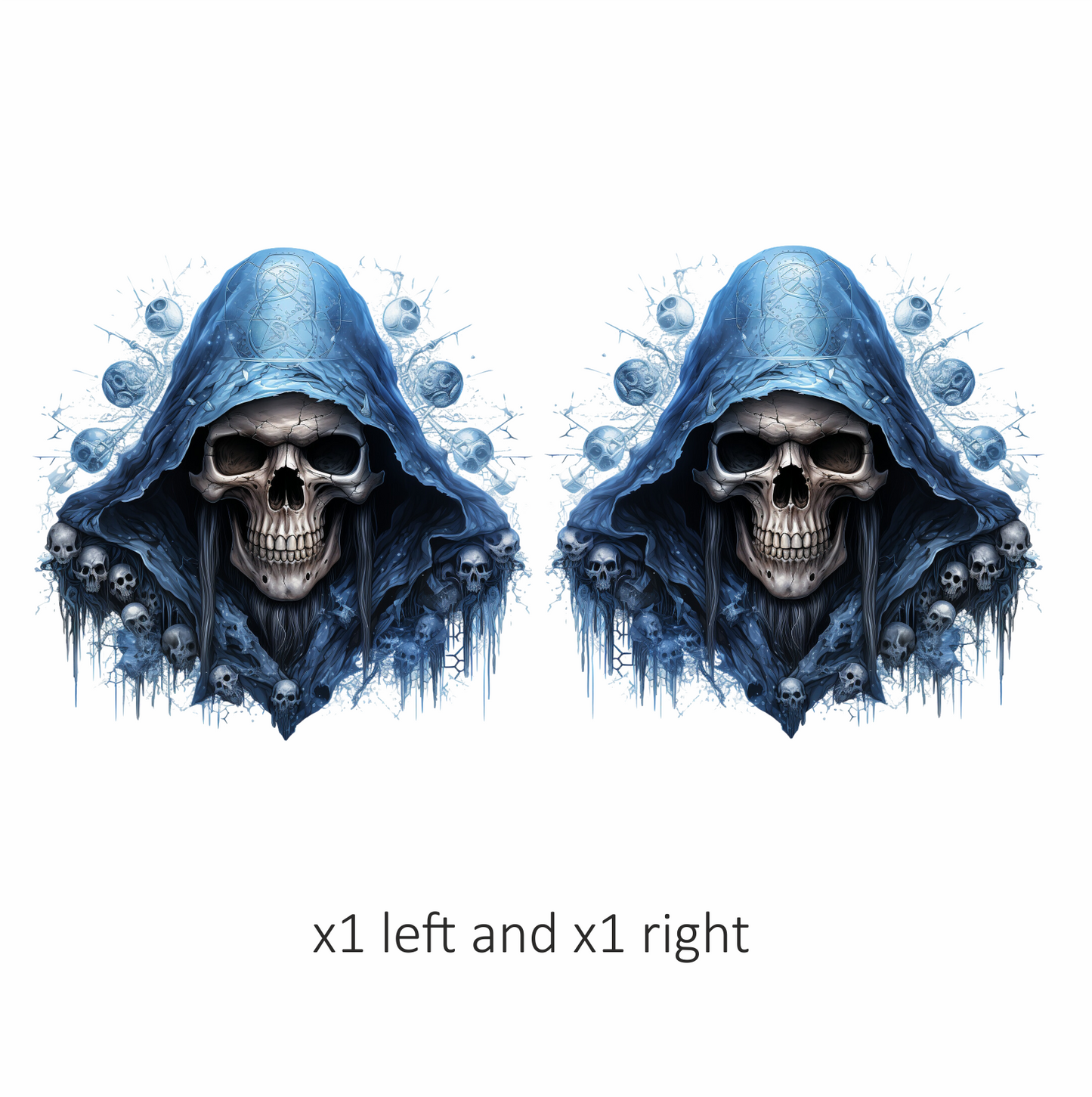 Skull Blue Hood Death Ice Vinyl Sticker Decal
