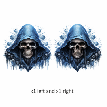 Skull Blue Hood Death Ice Vinyl Sticker Decal
