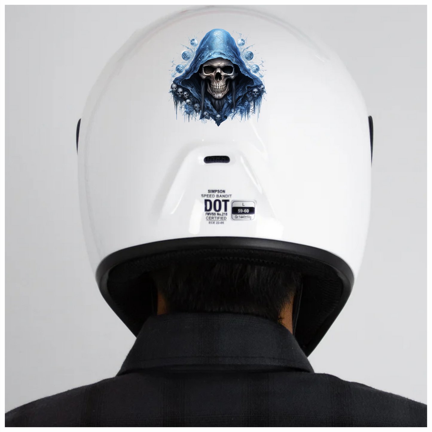 Skull Blue Hood Death Ice Vinyl Sticker Decal