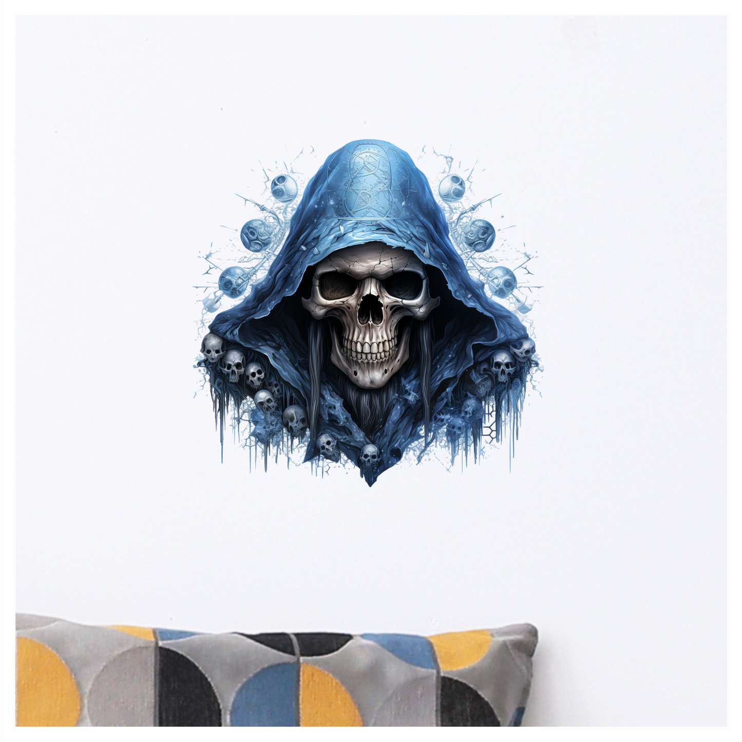 Skull Blue Hood Death Ice Vinyl Sticker Decal