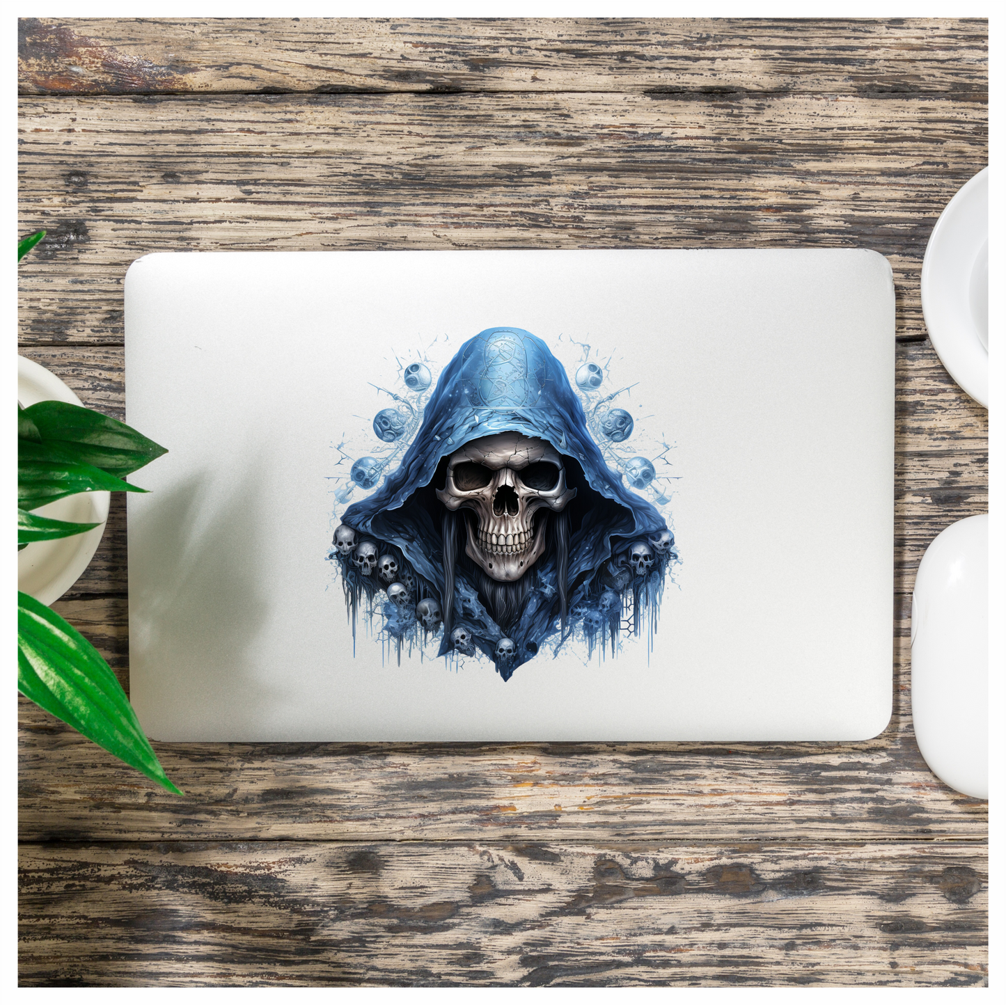 Skull Blue Hood Death Ice Vinyl Sticker Decal