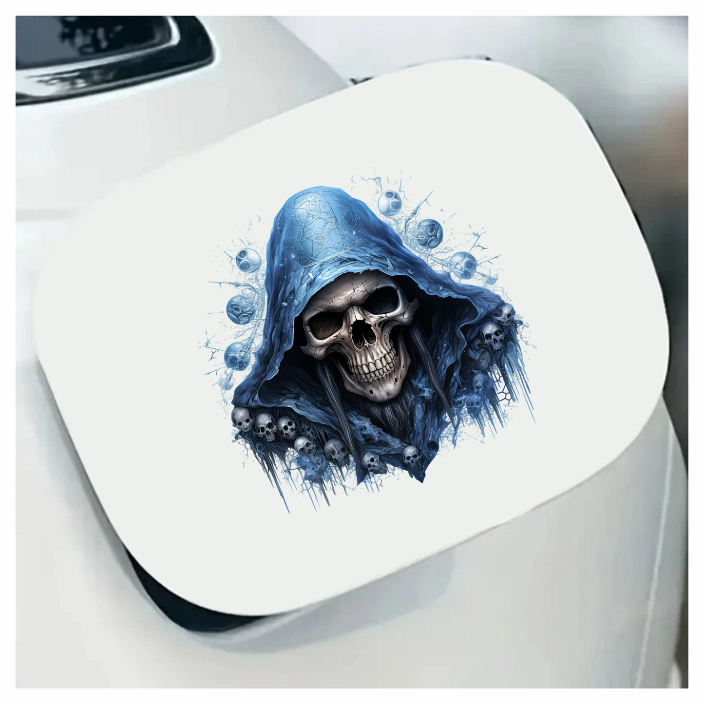 Skull Blue Hood Death Ice Vinyl Sticker Decal