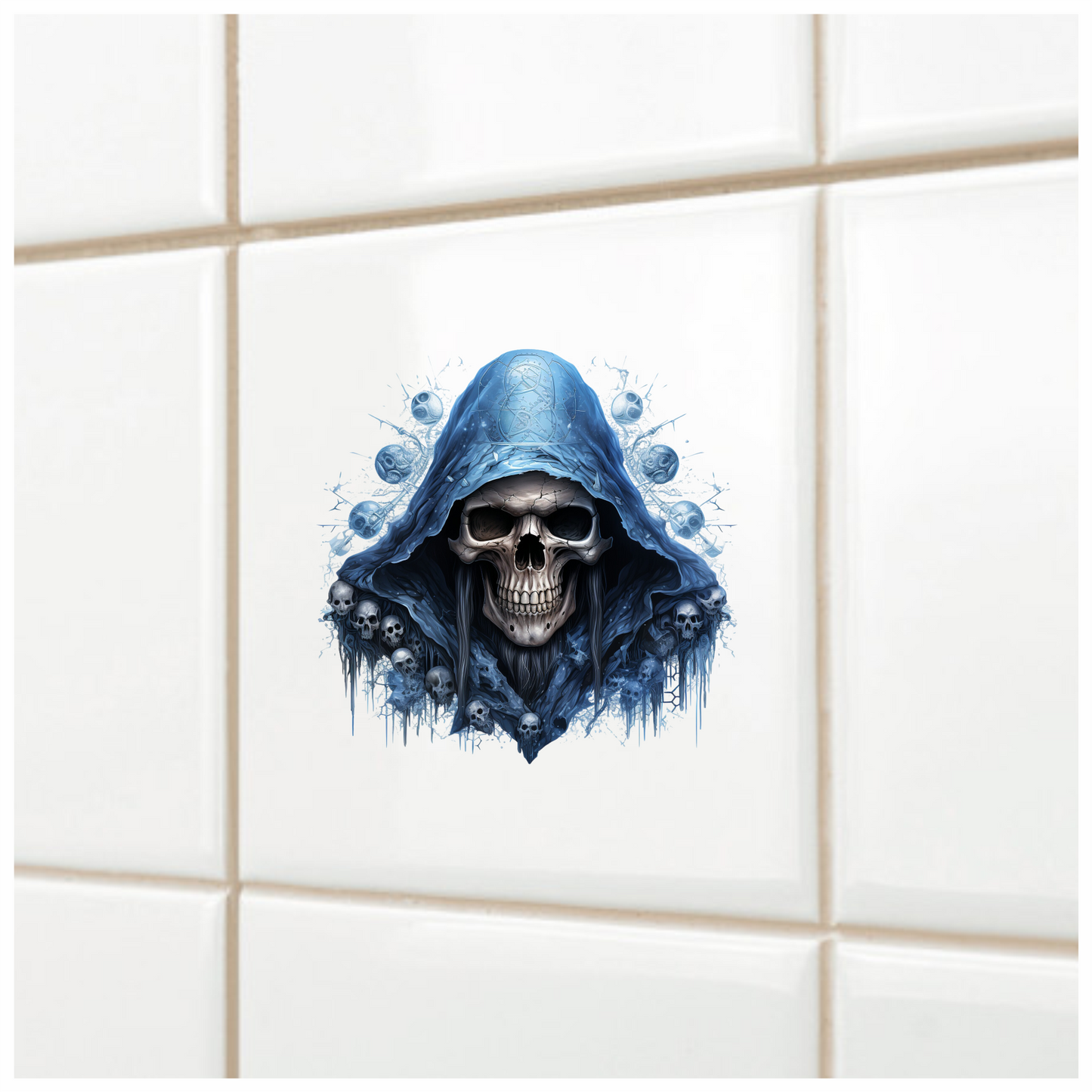 Skull Blue Hood Death Ice Vinyl Sticker Decal