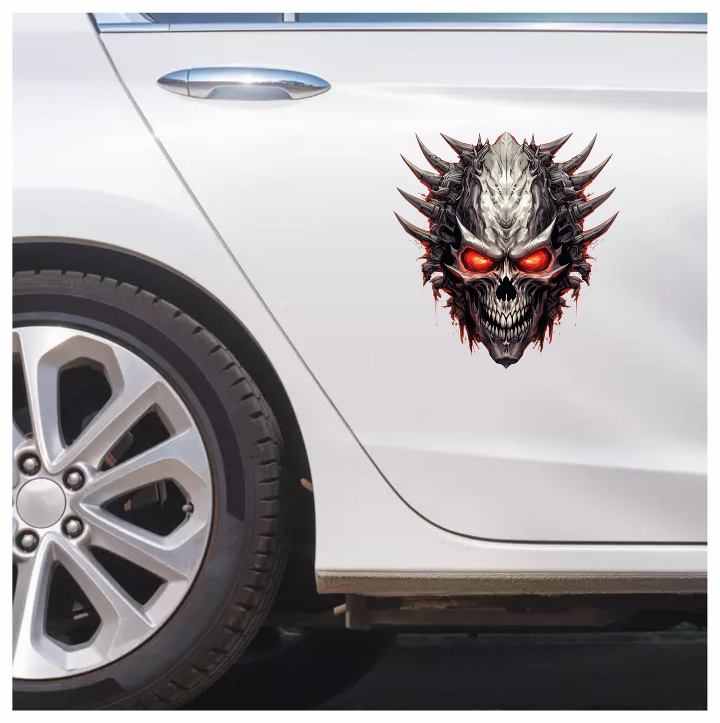 Skull Red Spikes Dark Texture Vinyl Sticker Decal