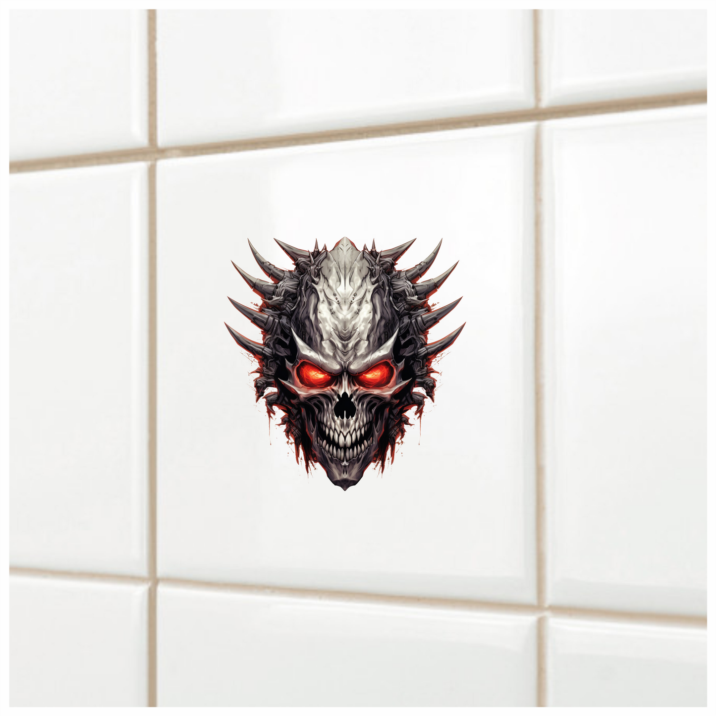 Skull Red Spikes Dark Texture Vinyl Sticker Decal