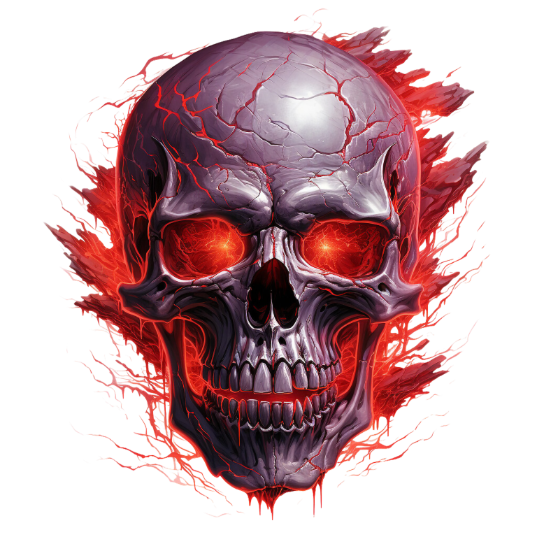 Skull Red Eyes Cracks Fire Exploding Vinyl Sticker Decal